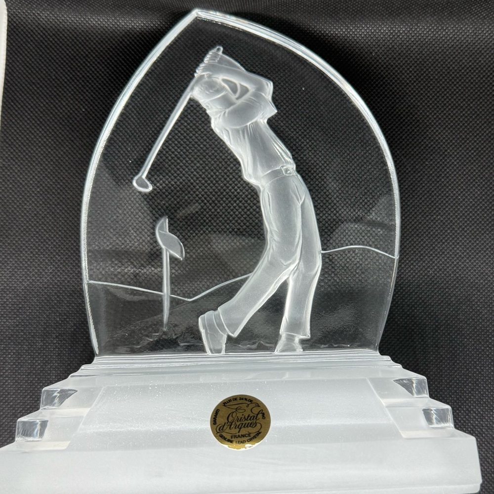 Vintage Cristal d'Arques France Lead Crystal Golf Desk Trophy Ornament 3D